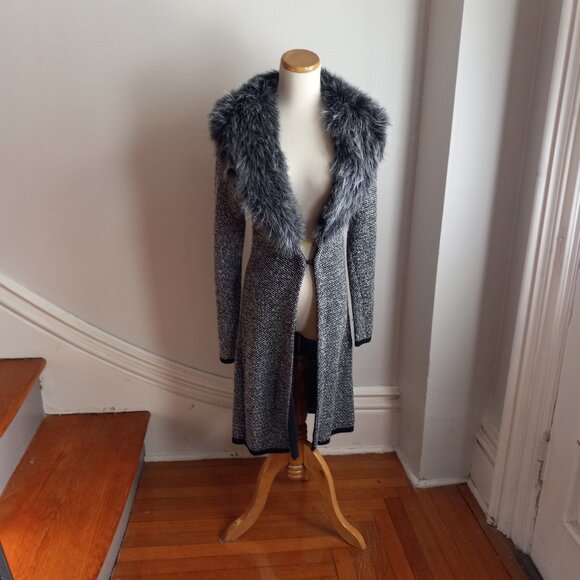 MORGAN DE TOI FRANCE FAUX FUR SWEATER COAT S NEW - Picture 1 of 11